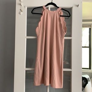 Blush pink halter dress with scallop details
